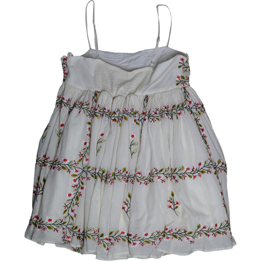 Samant Chauhan Cottage Boho Embroidered Babydoll Tiered Cami Mini Dress L Floral - Picture 4 of 14
